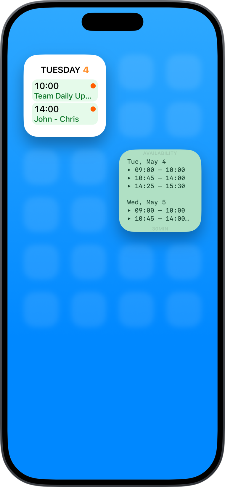Today Planned screenshot showing Up Next widgets on the Home Screen